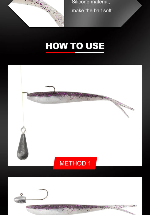 Spinpoler 2" 3" 4" Soft Fishing Lures Jerk Minnow Shad Drop Shot Soft Bait Swimbait Split Tail for Bass Trout Pike Walleye Pesca